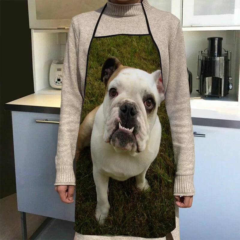 Bulldog Pattern Aprons Home Coffee Shop Cleaning Aprons Anti-Dirty Kitchen Accessories For Men Women 50x75cm,68x95cm Funy Gift