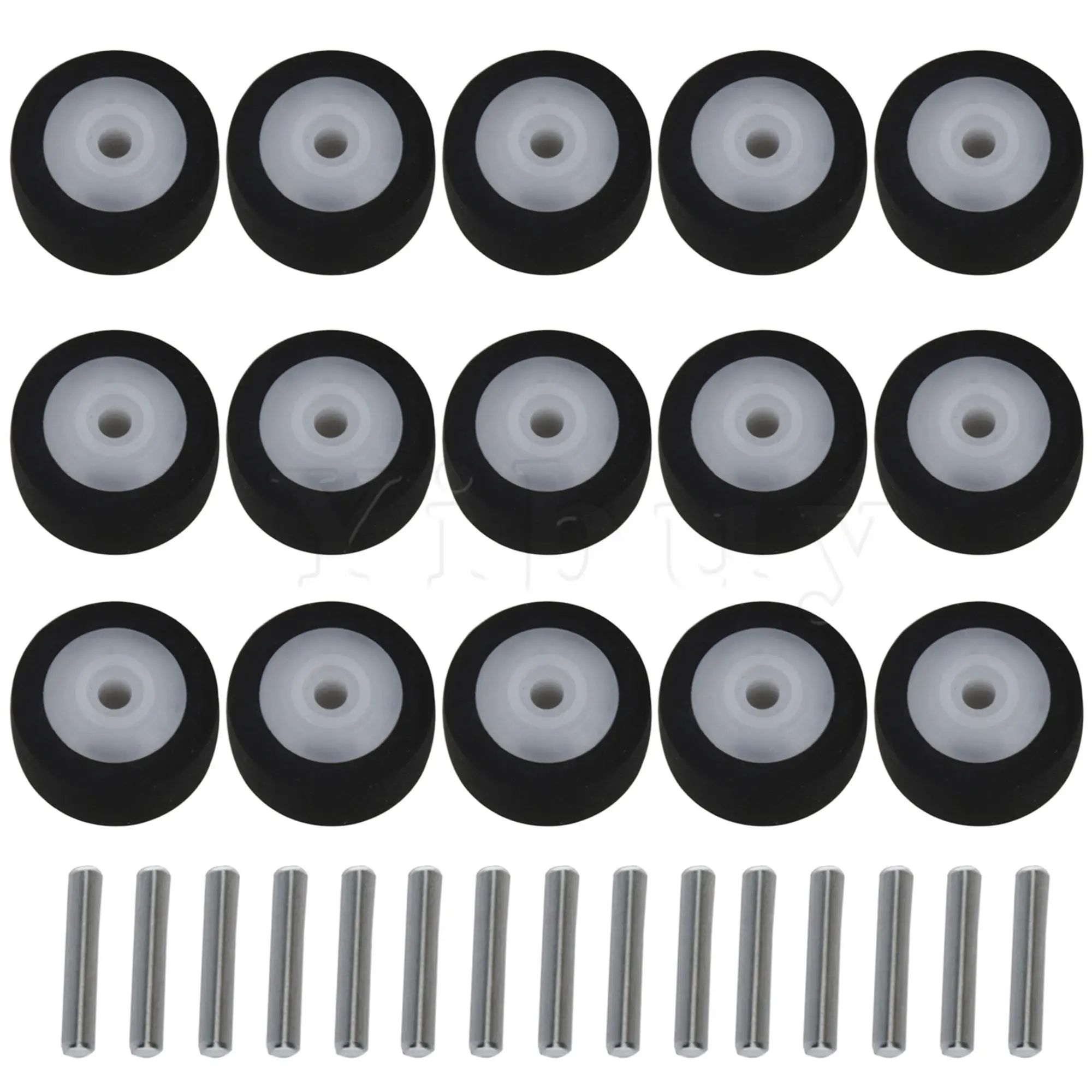 15pcs 13x6x2mm Rubber Bearing Roller Guide Pulley Bearing Wheel Pinch Roller with Axle