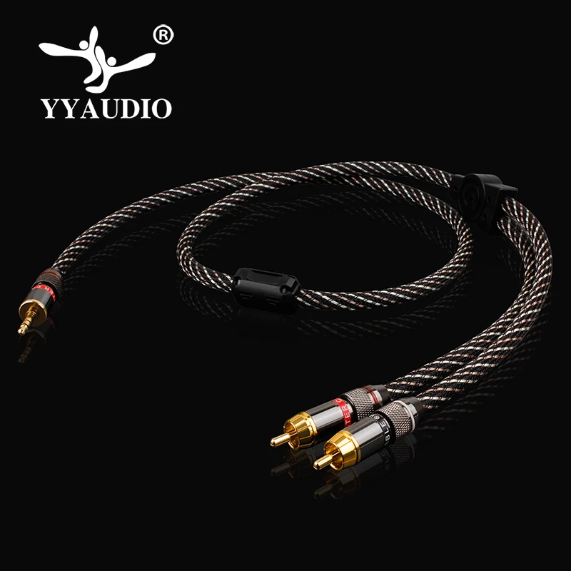 HiFi AUX 3.5mm to 2 RCA Audio RCA Splitter Cable Male to Male 2RCA Speaker Cable 1m 2m 3m Braided jacket MP3 2 RCA Audio Cable