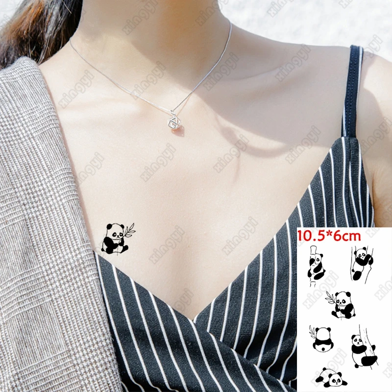 Water Transfer Tattoo Cute Panda Bamboo Animal Lovely Cat Body Art Waterproof Temporary Fake Tatoo Falsh Tatto Man Woman Kids