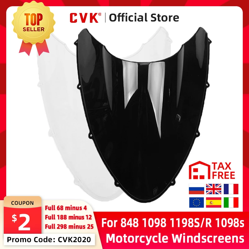 

CVK Motorcycle Windshield Windscreen Wind Deflector For DUCATI 848 1098 1198 S R 1098s 1198s 2007 2008 2009 2010 2011 2012 2013