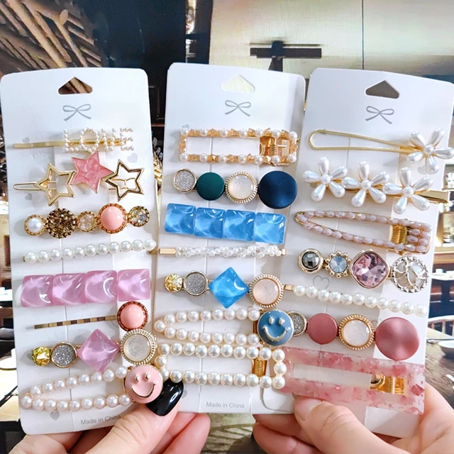 Elegant Simulated Pearl Hair Clip For Women Korean Hairpins Set Hair Accessories Fashion Acrylic Barrette Girl Wedding Jewelry Hair Clip AliExpress