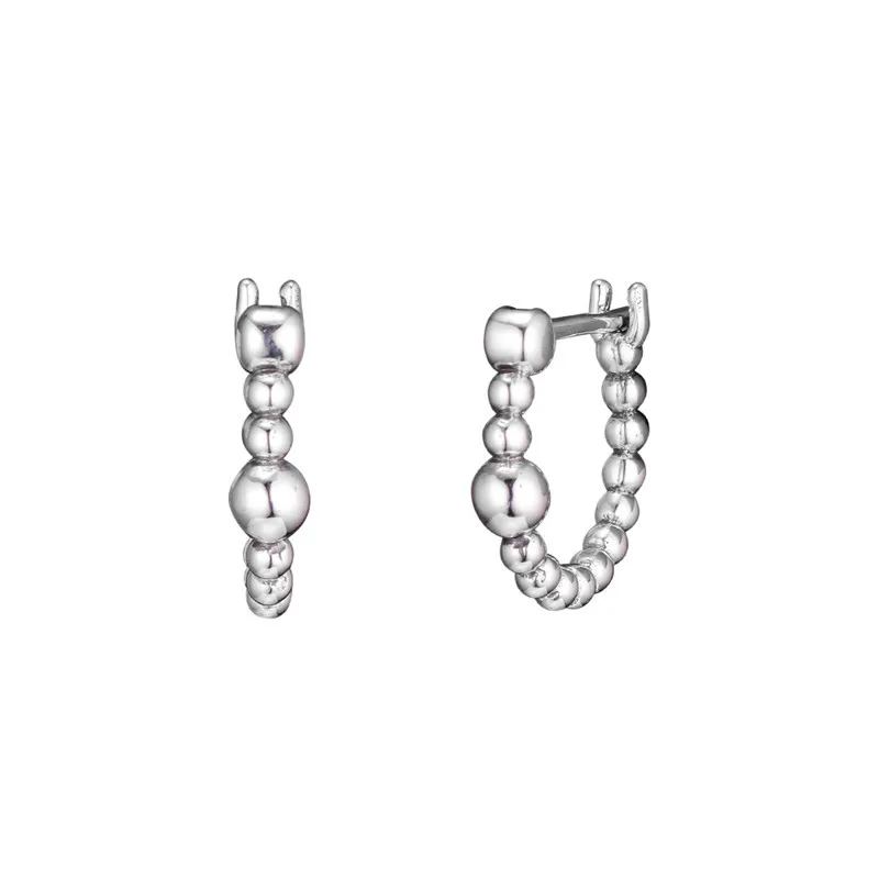String of Beads Hoop Earrings 925 Sterling Silver Jewelry Women Earrings Fashion Design Silver Earrings Girl Jewelry Accessories