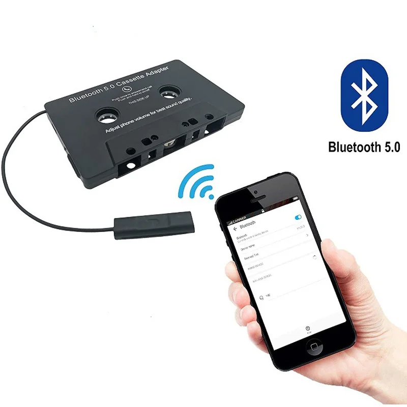 Car Bluetooth 5.0 Tape Cassette Audio Aux Adapter with Microphone 6H Music Time 168H Standby Smartphone Cassette Adapter