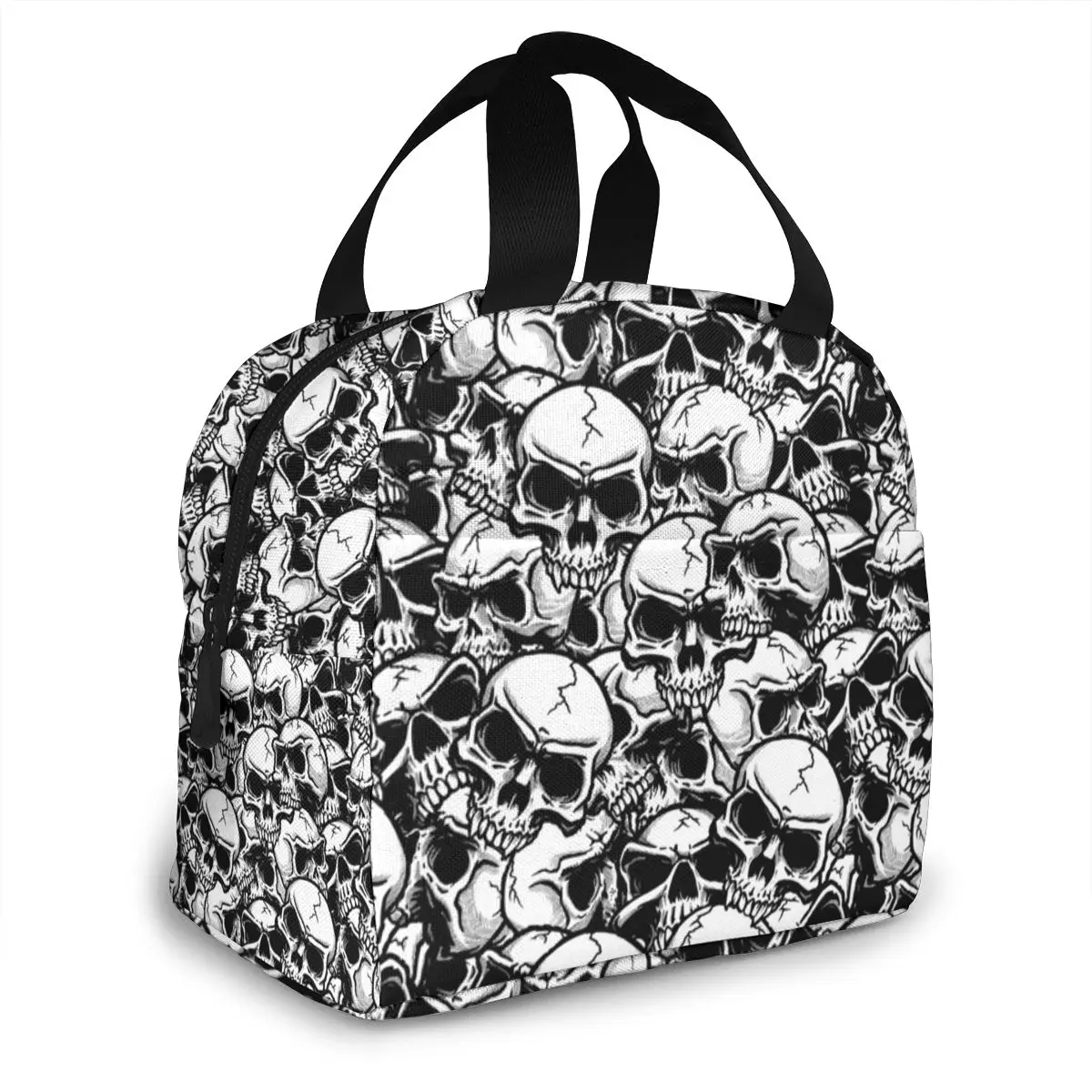 Cool Punk Skull Print Insulated Lunch Bag Thermal Cooler Waterproof Picnic Food Storage Tote BBQ Meal Ice Zip Pack Accessories