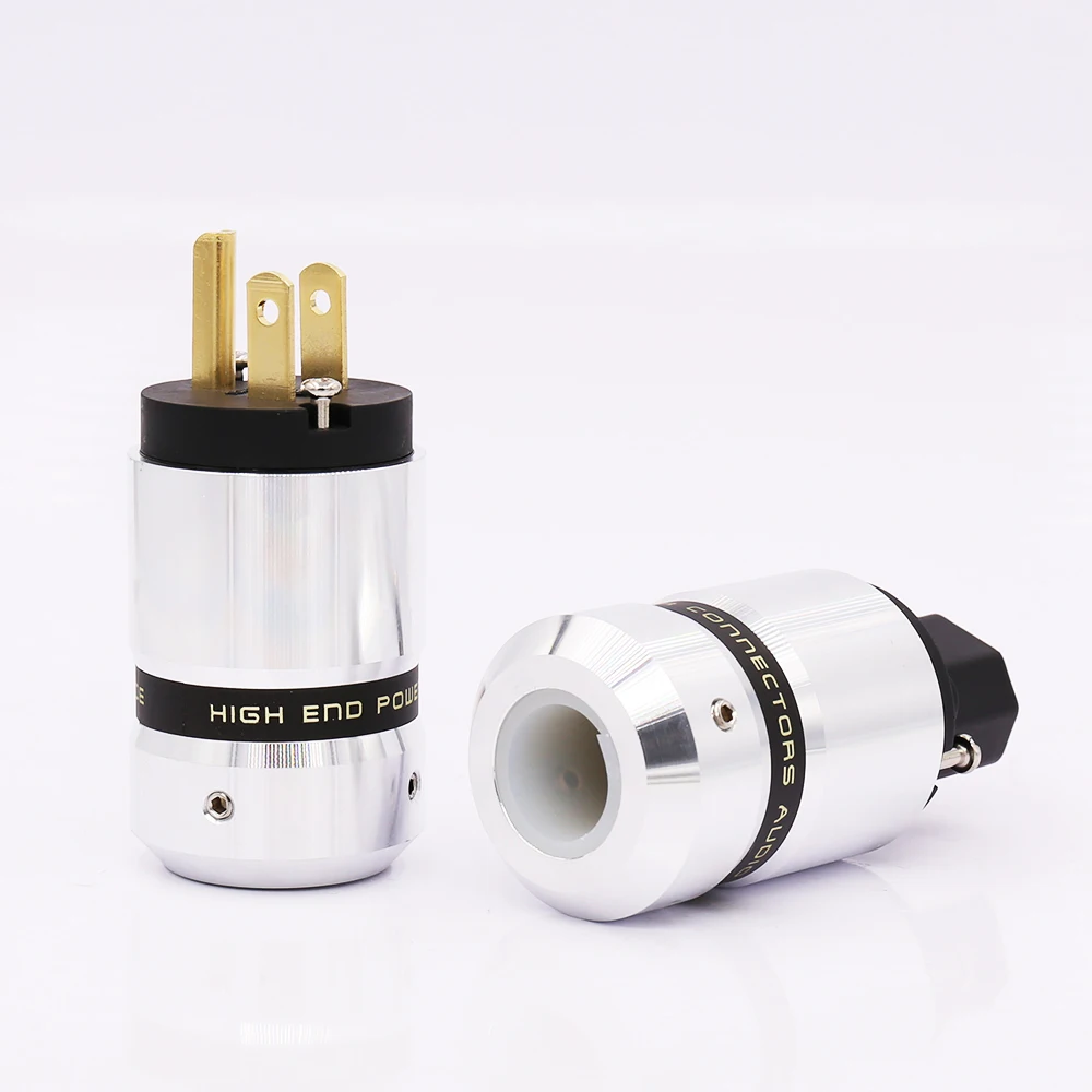 Hi-End Gold Plated US Power Cable Plug IEC Connector Female male Plug HIFI DIY Mains Power Cable