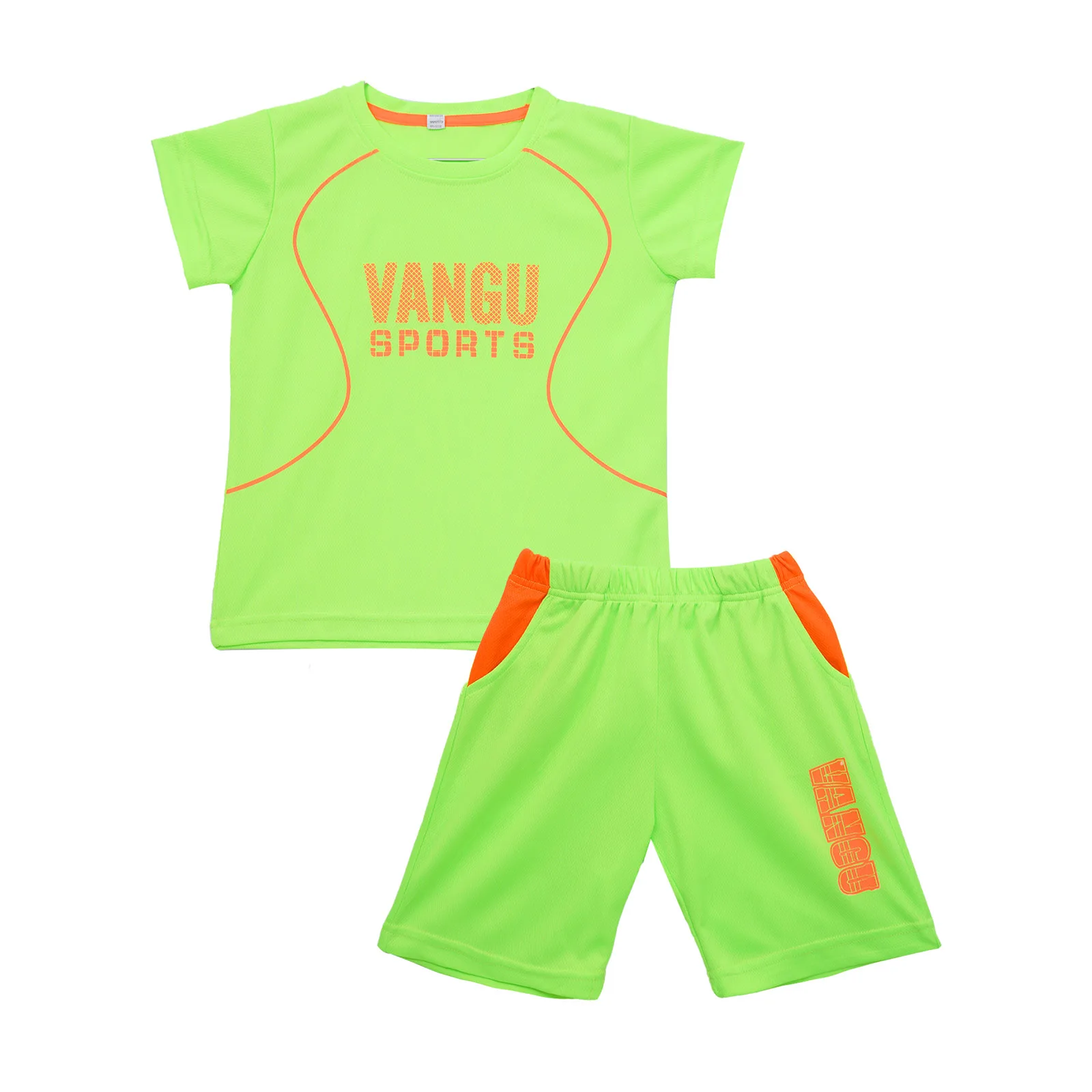 

Fashion Kids Boys Tracksuit Breathable Net Sports Suit Sport T-shirt and Shorts Basketball Football Outfits Uniforms Sportswear