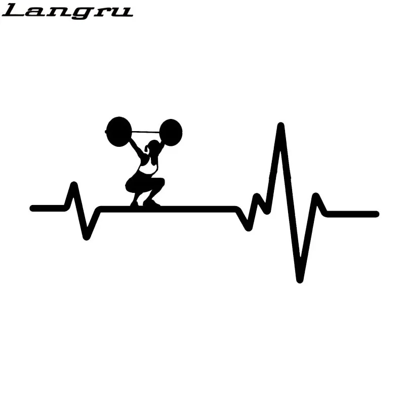 

Langru 15.7*7.5CM Personalized Heart Beat Line Crossfit Weight Gym Training Vinyl Decor Stickers Car Accessories Jdm