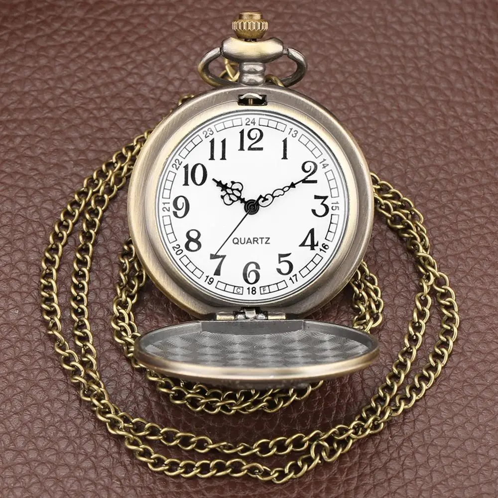 Vintage Bronze Cowboy Horse Quartz Pocket Watch Fashion Pendant Pocket Watches Necklace Chain Clock Antique Gifts for Men Women