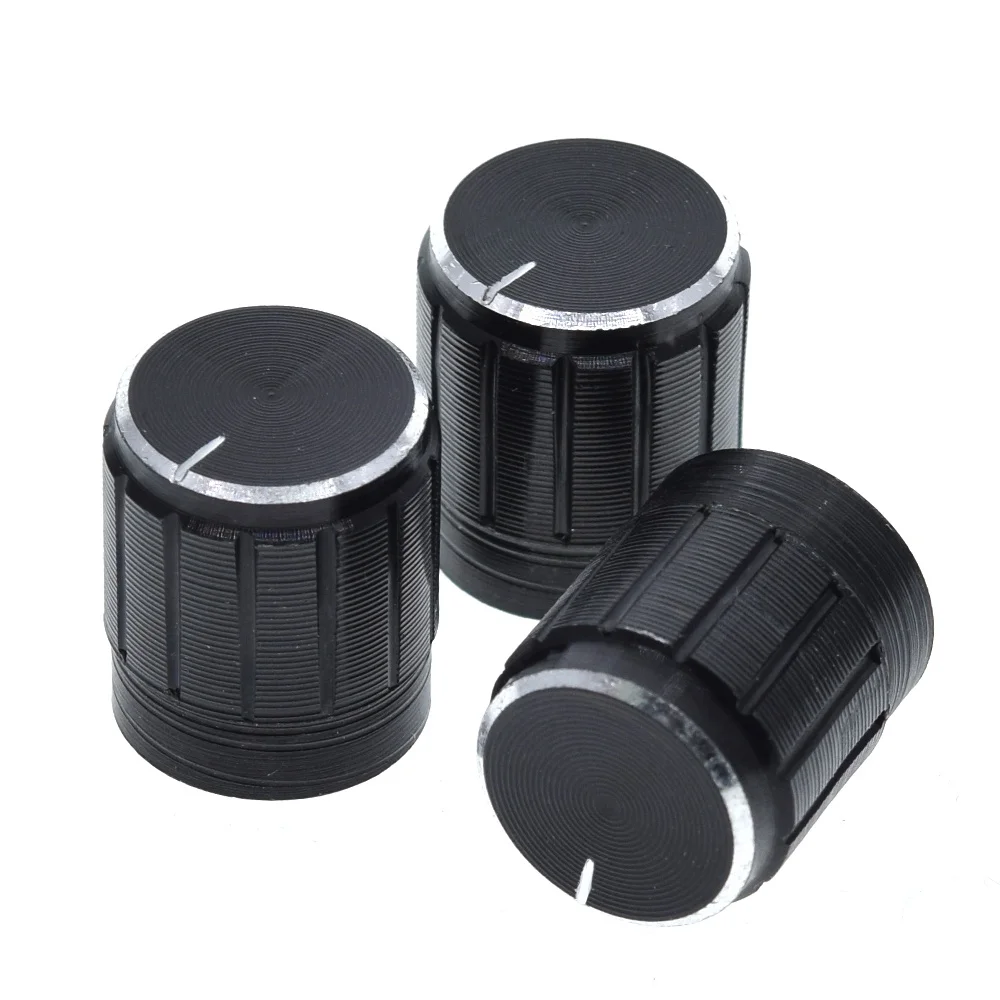 TZT 10/30 Stück 15*17mm Aluminiumlegierung Potentiometerknopf Drehknopf Lautstärkeregler Schwarz für DIY – Detail 4