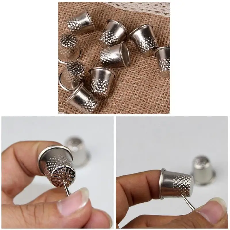 3 Pcs ditali strumento per cucire su misura impugnatura in metallo argento protezione per scudo per dita Pin ago lavoro manuale cucire accessorio macchina