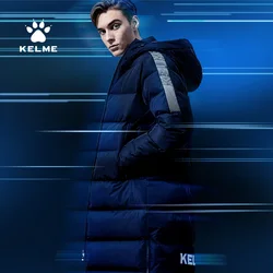 KELME Men Winter Jacket Women Long Hooded Sports Training Casual Wear Overcoat Outwear Cotton Padded Warm Coat Men 3991553