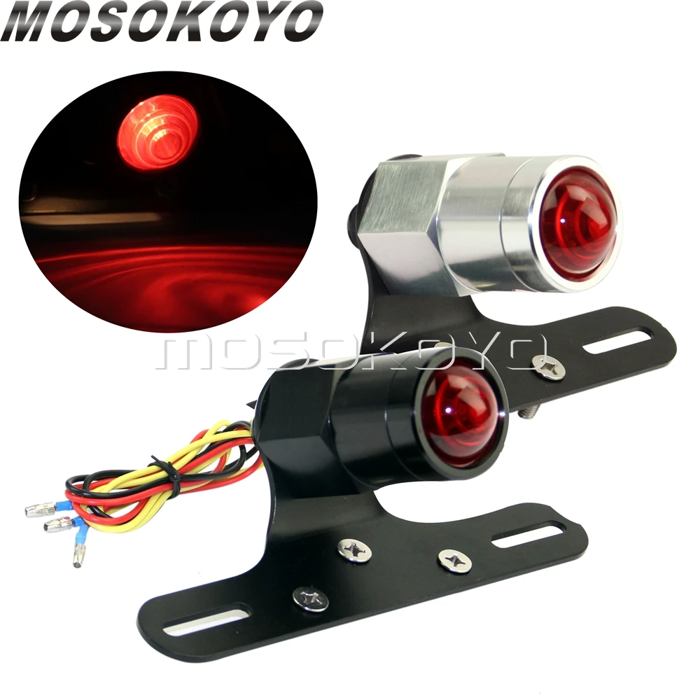 Lucas Style Motorcycle Brake Tail Lights w/ License Plate Bracket For Harley Sportster Cafe Racer CNC Custom Rear Stop Tail Lamp