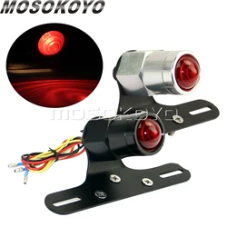 Lucas Style Motorcycle Brake Tail Lights w/ License Plate Bracket For Harley Sportster Cafe Racer CNC Custom Rear Stop Tail Lamp