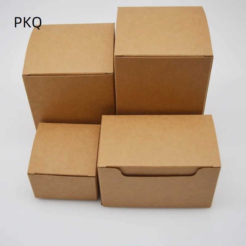 Brown Cube Shape Folding Kraft Paper Package Box, Party Gifts Handmade Crafts Packing Box, Paperboard Pack Box