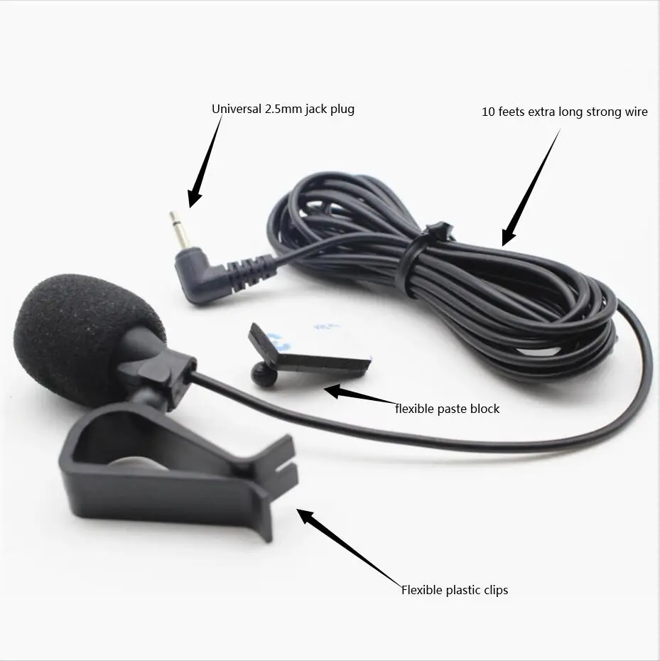 3.5 mm/2.5mm Jack Car Stero Microphone External Mic for PC Car DVD GPS Player Radio Audio Microphone PVC