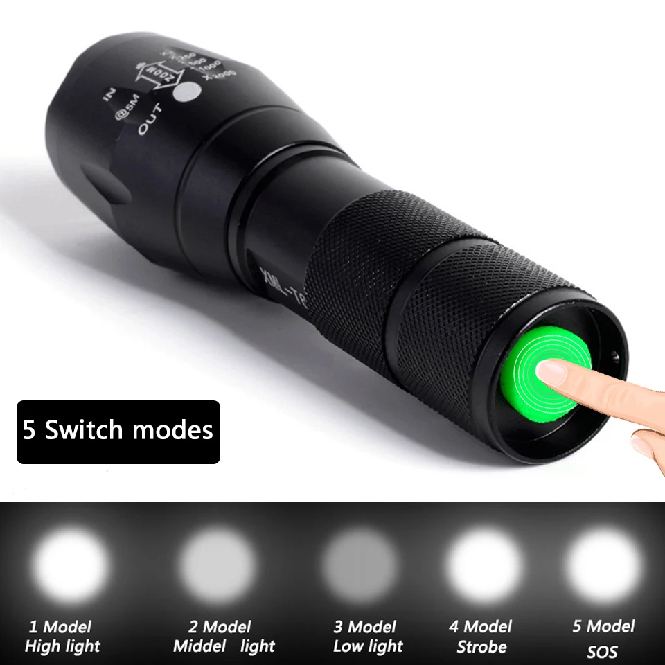 CEHOLYD Led flashlight Ultra Bright torch V6/L2/T6 Camping light 5 switch Modes Zoomable Bicycle Light use 18650 battery