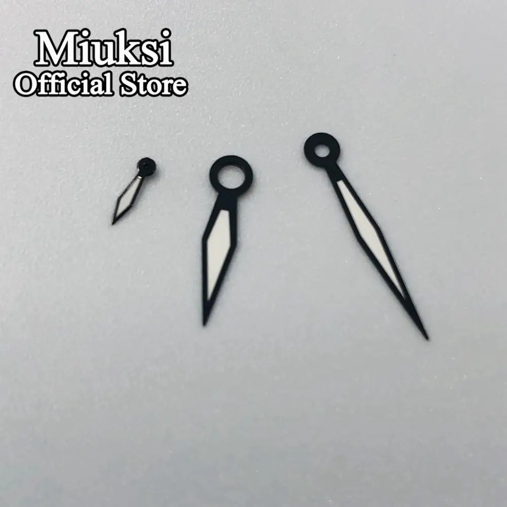 Miuksi czarno-białe wskazówki zegarka zielone/niebieskie świecące wskazówki pasują do mechanizmów serii ETA 6497 6498 lub ST3600 ST3620
