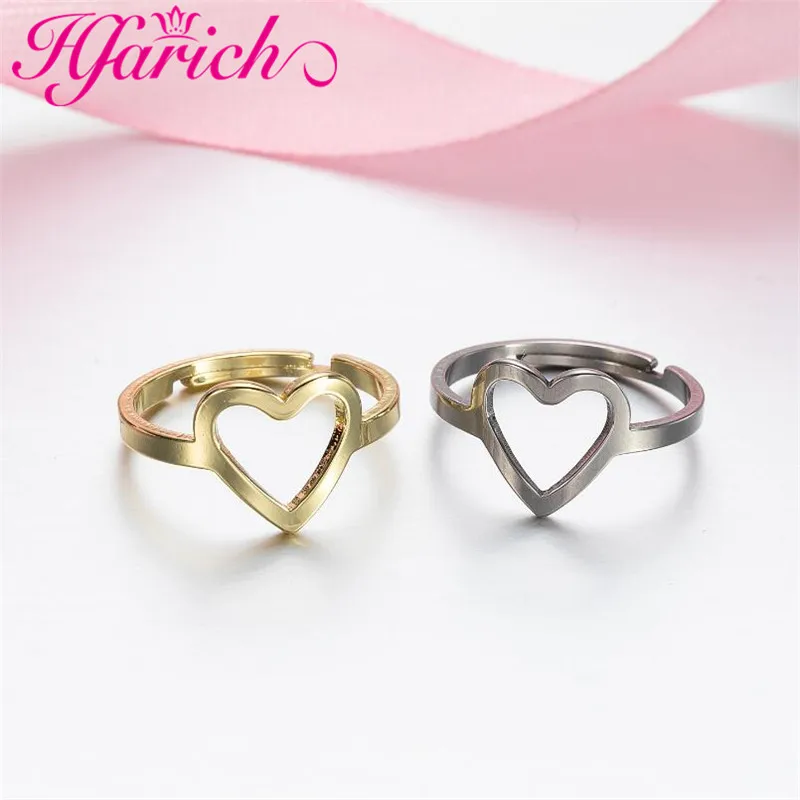 Stainless Steel Round Triangle Moon Star Heart Sea Wave Music Notes ECG Tree Leaf Adjustable Rings Jewelry Gift For Women Girls