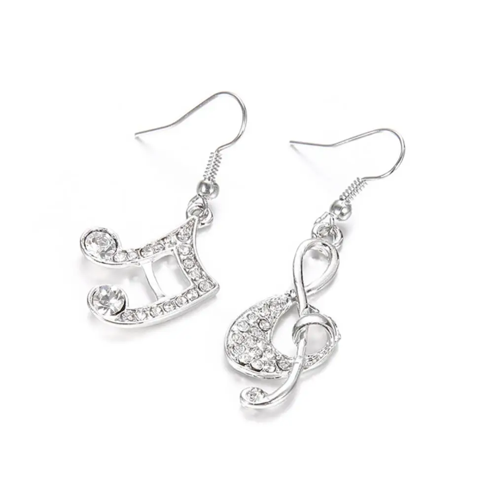 Hot Fashion Women Personality Trendy Music Note Treble Clef Crystal Rhinestone Dangle Hook Earring Jewelry Lady Gift