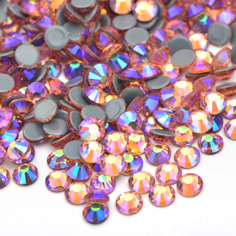 JUNAO SS6 8 10 16 20 30 Sapphire HotFix FlatBack Rhinestones Glitter Strass Iron on Crystal Stones for Fabric Garment