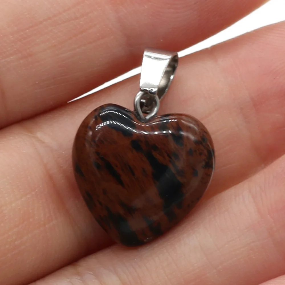 1pc yachu Crystal Natural Stone Heart-shaped Semi-precious Stones Pendant For Make DIY Trendy Bracelet Necklace Size 16x16mm