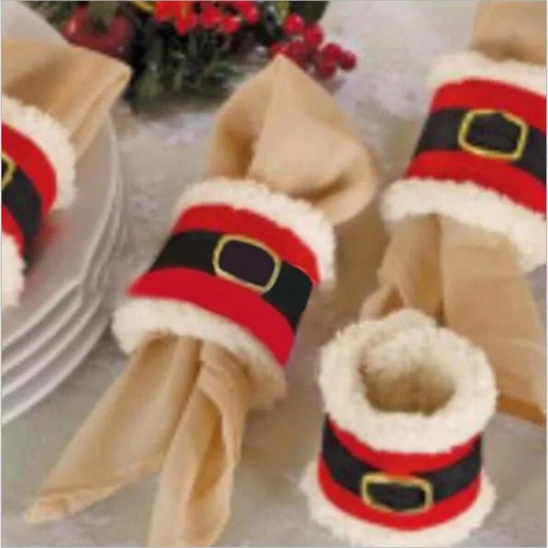 4PCS/Lots Christmas Decorations Clothes Napkin Circle Christmas Ornament  Bar Restaurant Gift Wedding Candy Bag