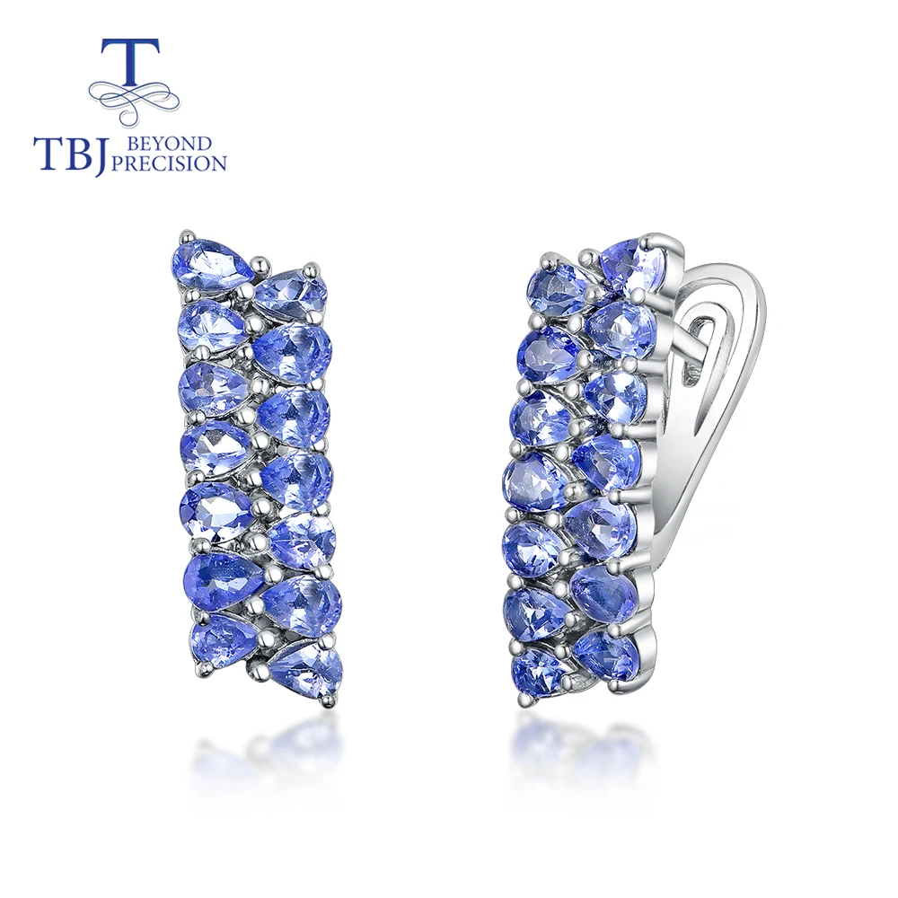 

Natural 4.5ct light blue tanzanite clasp earring elegant design 925 sterling silver fine jewelry for women wife mom nice gift