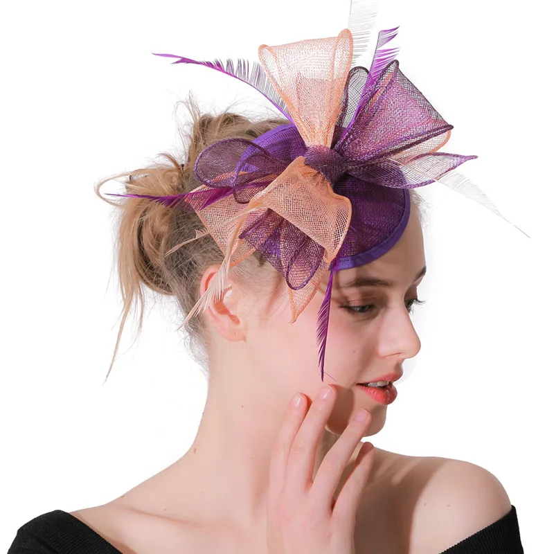 Nice Sinamay Wedding Fascinator Hat Headband Bride Women Elegant Fashion Headwear Millinery Formal Party Chapeau Cap Hair Clip