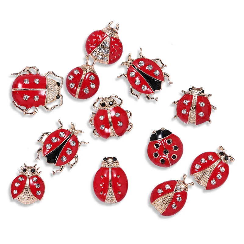 muylinda Ladybugs Collar Pin Small Insect Enamel Brooch Pin Jewelry Rhinestone Fashon Clothes Clips Brooches Accessories