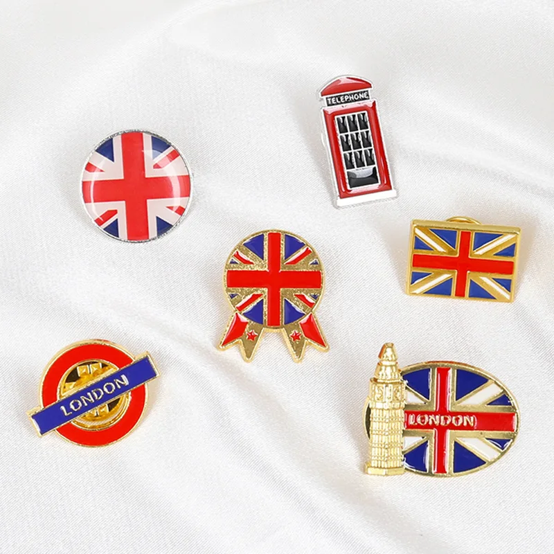 British flag brooch Personality creative building pins Cartoon Big Ben telephone booth badge accessories Gifts for friends