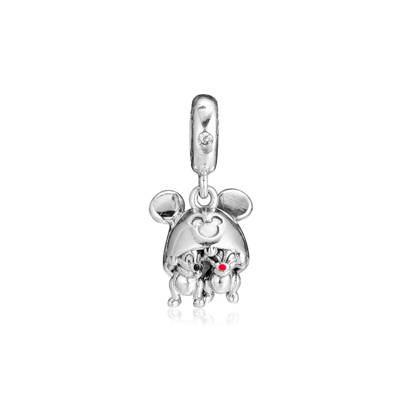 Charme d'oreille de souris Chip'n Dale en argent regardé pour femme, convient aux bracelets de salle perlés, bijoux féminins, perles de bricolage, printemps, jardin, mode