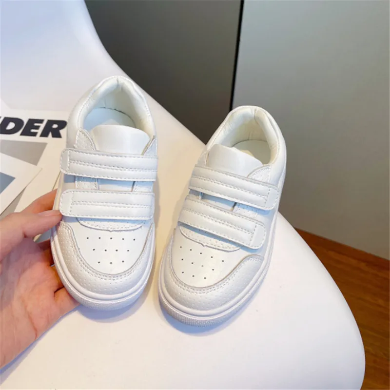 2024 New Spring Children Shoes Genuine Leather White Kids Tennis Breathable Fashion Outdoor Boys Girls Sneakers Size 26-37