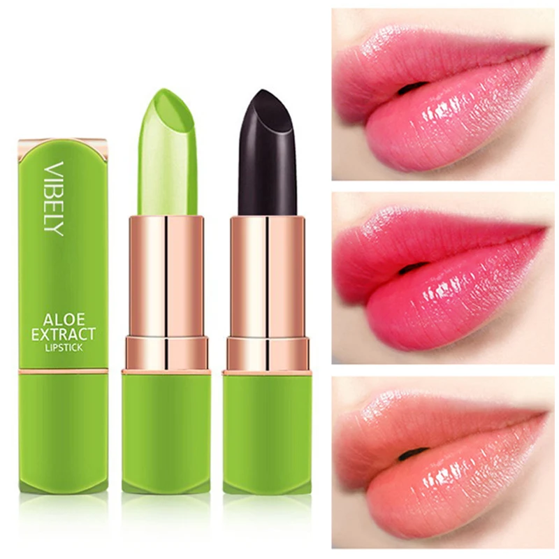 1PC ลิปบาล์มว่านหางจระเข้เปลี่ยนสีวุ้นลิปสติก Hydrating Moisturizing Lipbalm Long Lasting Makeup Lip Stick เครื่องสำอางค์