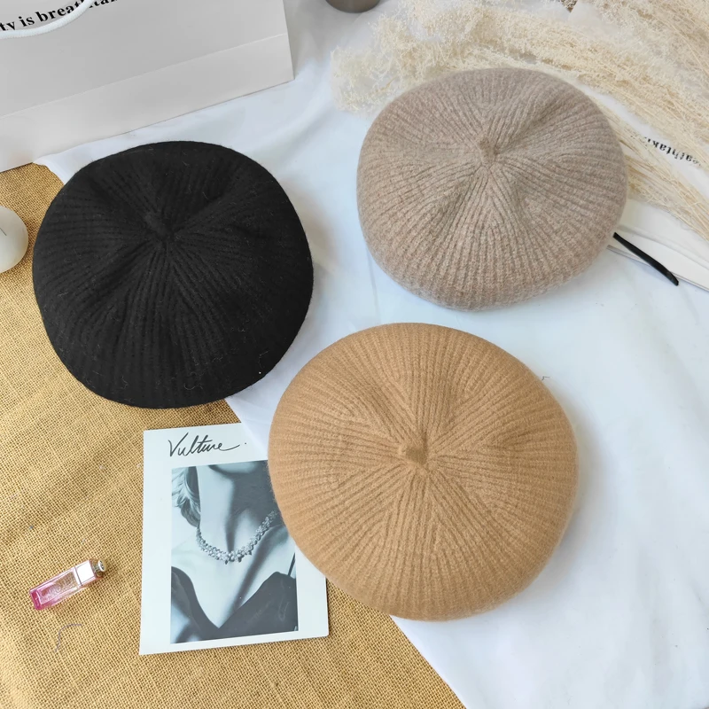 Early Autumn New Solid Color Wool Beret Women's Retro Wild Painter Trend Literary Hat