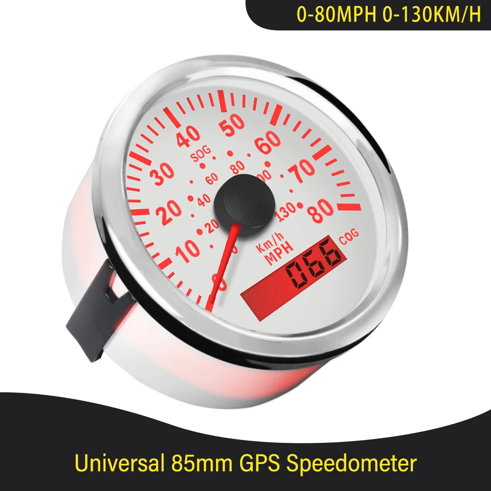 Universal 85mm Auto Marine GPS Speedometer 0-35MPH 0-80MPH Speed Gauge 9-32V with Red Backlight