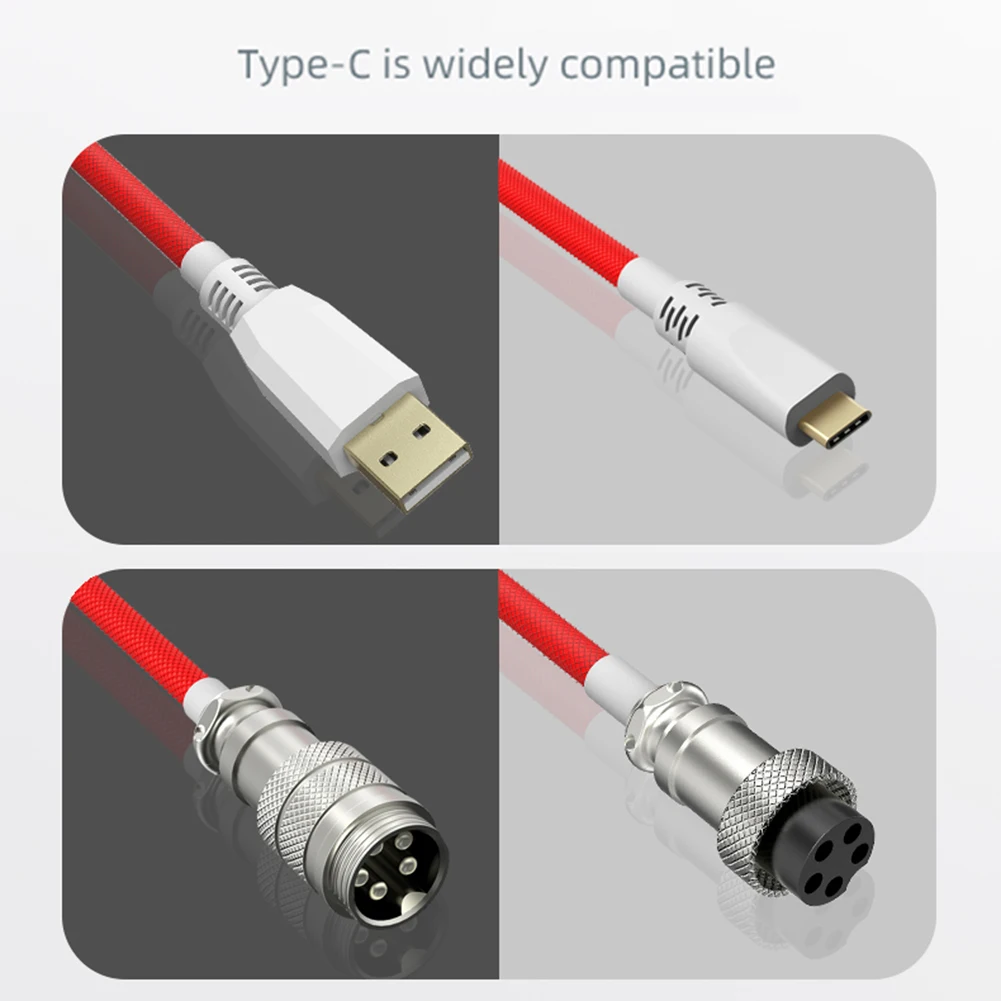 Type C USB Cable Mechanical Keyboard Coiled Cable Wire Mechanical Keyboard Aviator Desktop Computer Aviation Connector