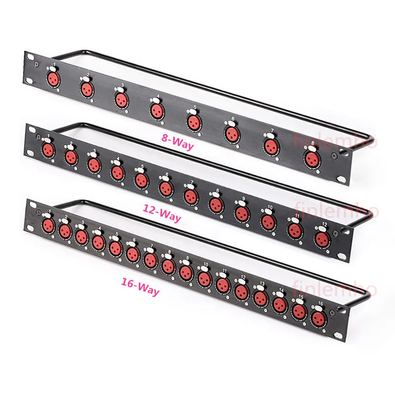 Rack Patch Panel 8 12 16 Way XLR Female Canon Connnector 1U Flight Case Mount For Professional Loudspeaker Audio Cable Dj Mixer