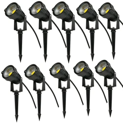 COB Outdoor Waterproof LED Garden Lamp, Paisagem Spotlight, Jardim Luz, 3W, 5W, 110 V, 220V, DC 12V, 10Pcs