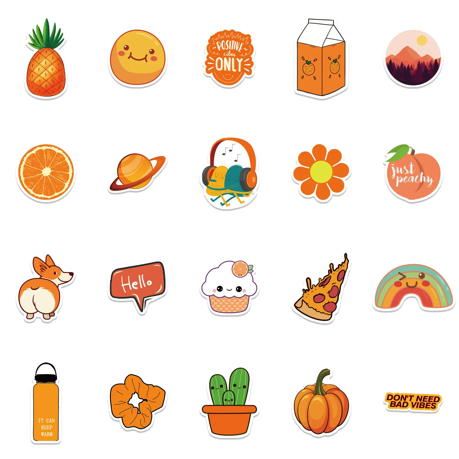 50PCS Cartoon Orange Small Fresh Cute Graffiti Scooter Laptop Waterproof Stickers Decorative Toys Wholesale