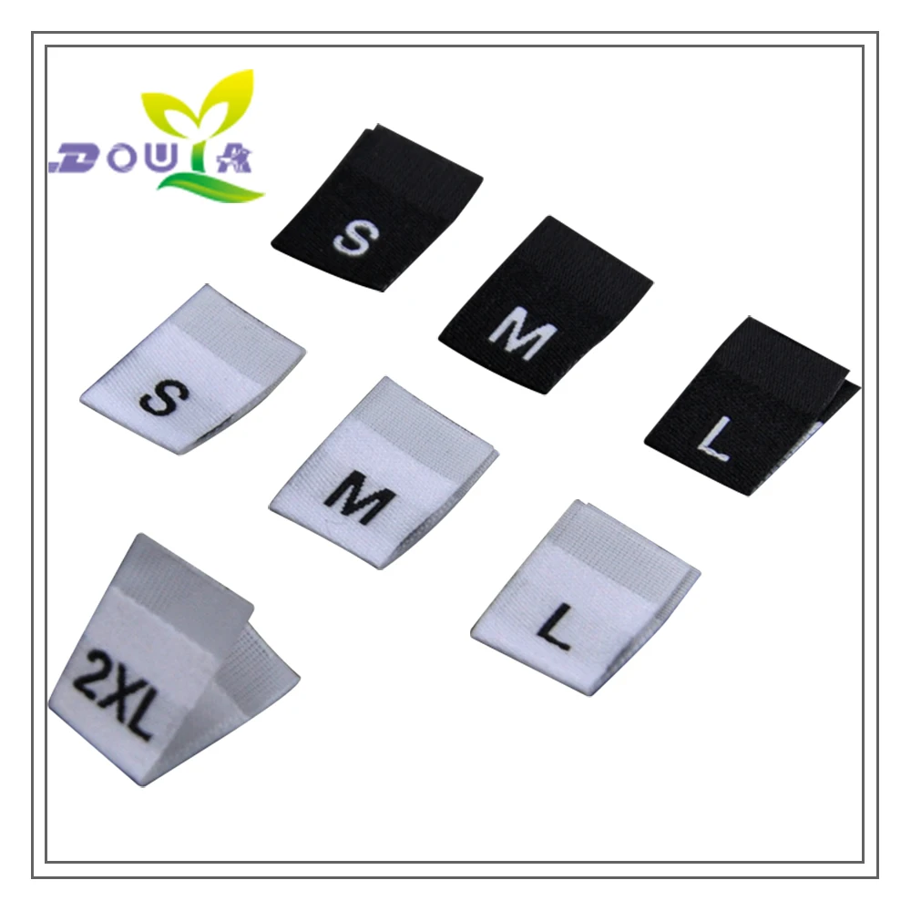 Stock High Density Damask Size Labels For Clothes S M L Xl Xxl Size Tags For Clothing Center Fold Size Label With Soft Edge