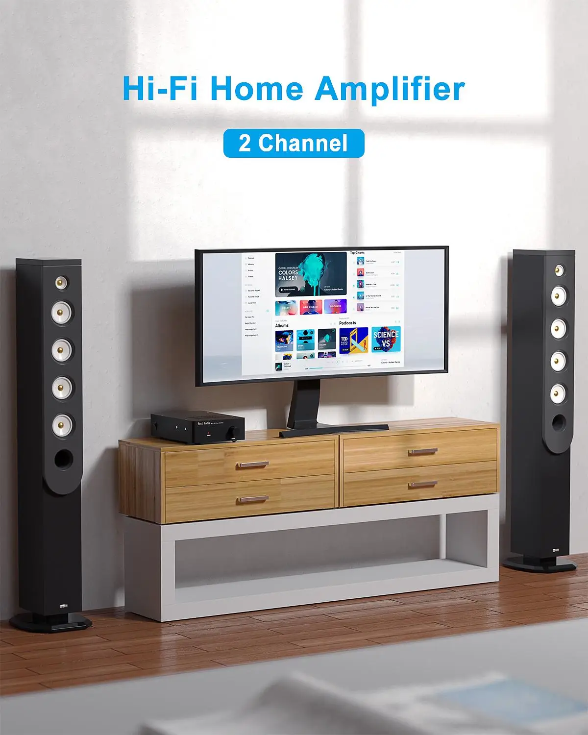 Fosi-AMPLIFICADOR DE potencia de Audio HD-A1 HiFi para el hogar, amplificador estéreo de Clase AB de 2 canales, 50W x 2