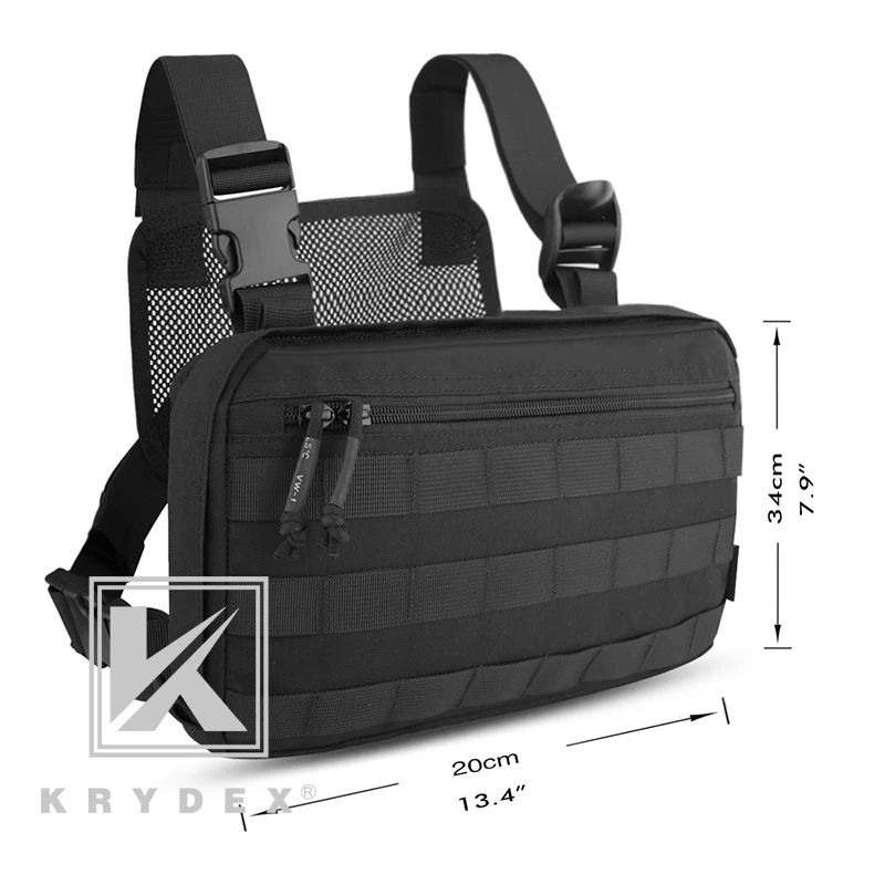 KRYDEX Tactical Outdoor Hunting Vest Pouch Chest Bag Chest Recon Bag Chest Rig Tool Storage Combat Front Shoulder Strap Pack