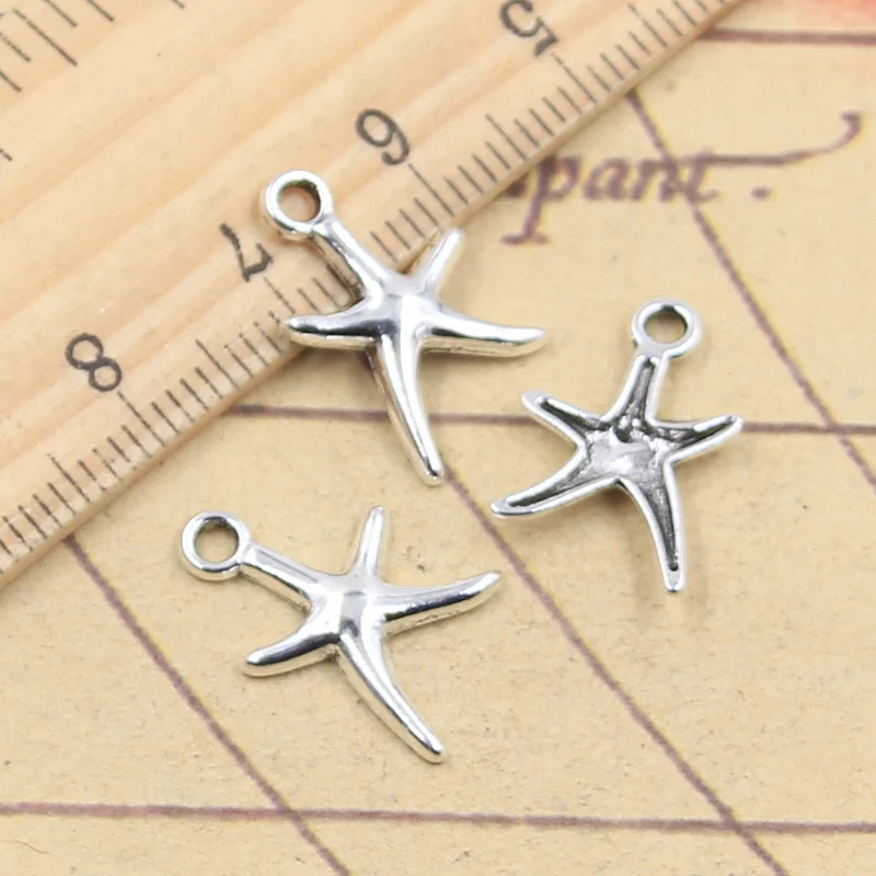 30pcs Charms Starfish Sea Star 17x12mm Tibetan Silver Color Pendants Antique Jewelry Making DIY Handmade Craft