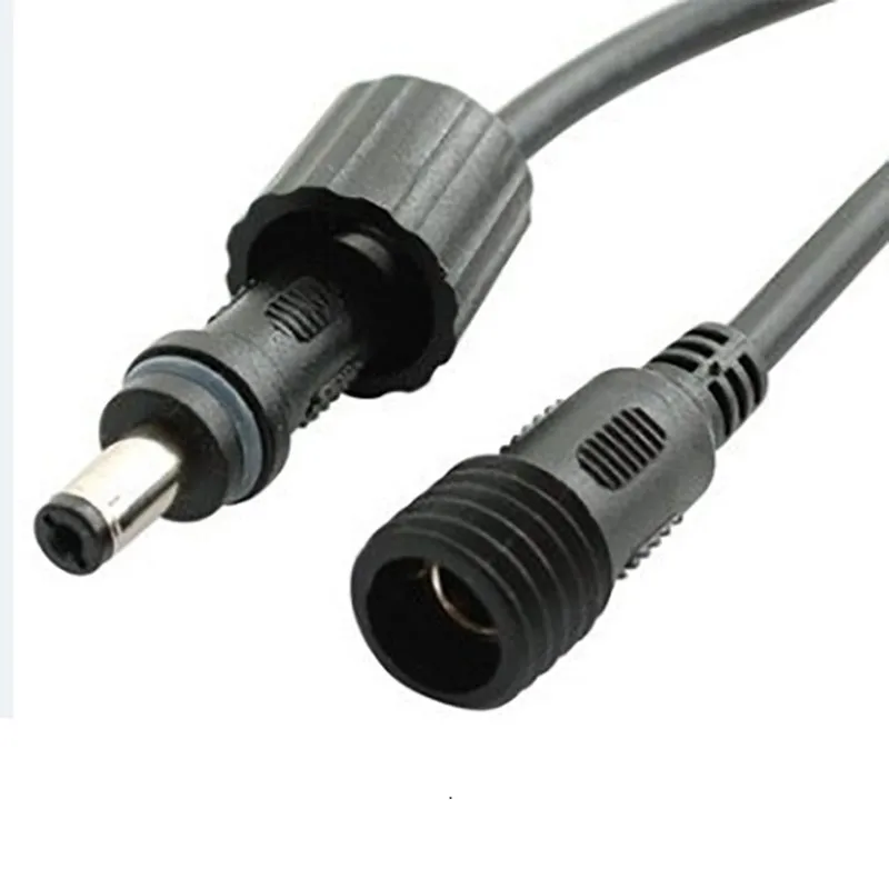 1/5 Pairs DC Power Wire Female And Male Waterproof Black 2Pin 22AWG 5.5x2.1mm Cable Connector