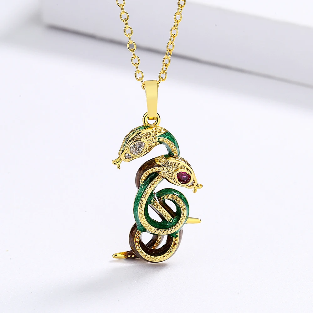 925 Silver Handmade Enamel Epoxy Oil Colored Snake Pendant Necklace Snake Design Jewelry Lady Party Birthday Gift
