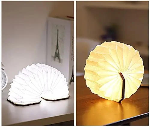 Novelty Book Light  Wooden Folding Night Light USB Rechargeable with Detachable Hand Strip  LED Paper Lantern Desk Table Lamp