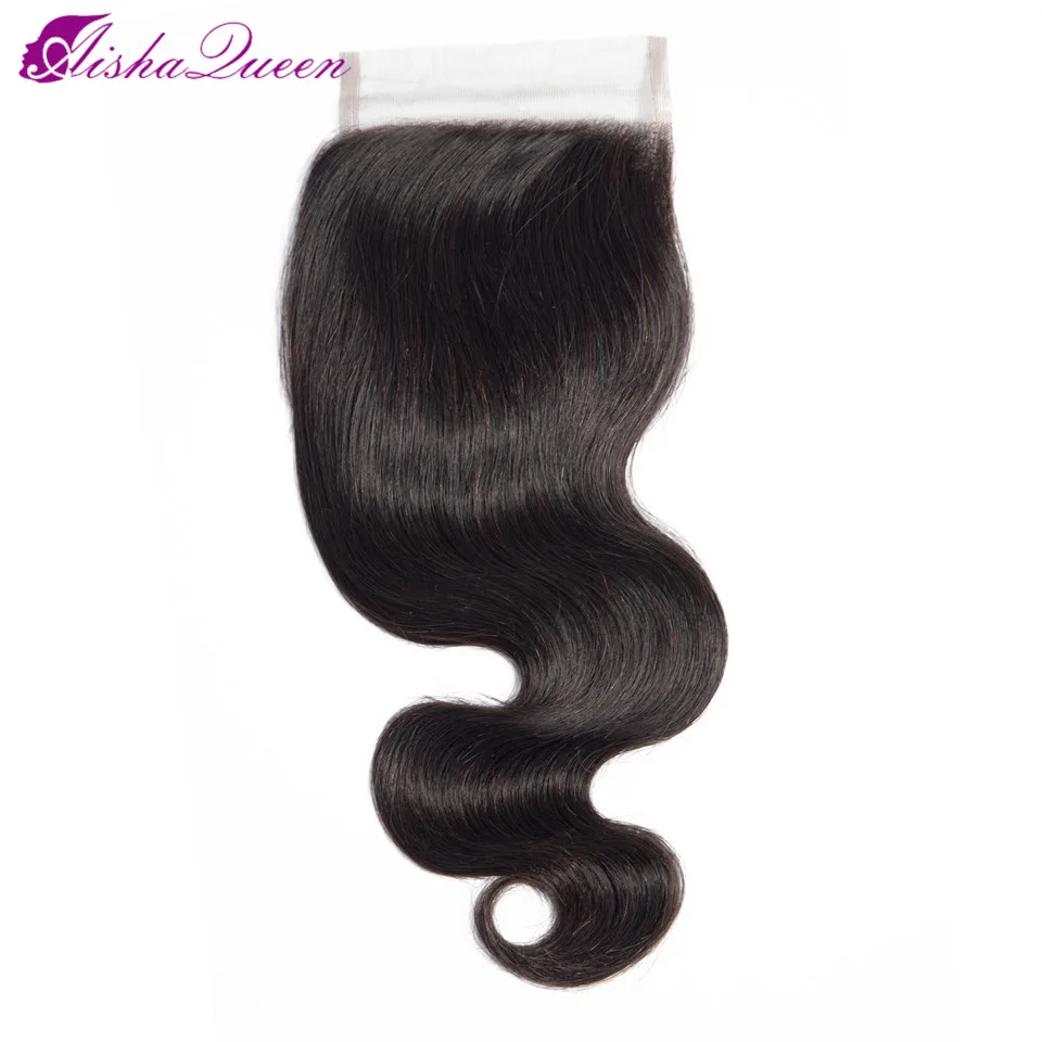 Peruvian Human Hair Closure 4*4 Lace Closure Body Wave swiss Lace Closure 10-24 Inch Free Part Non-Remy Hair Weaving