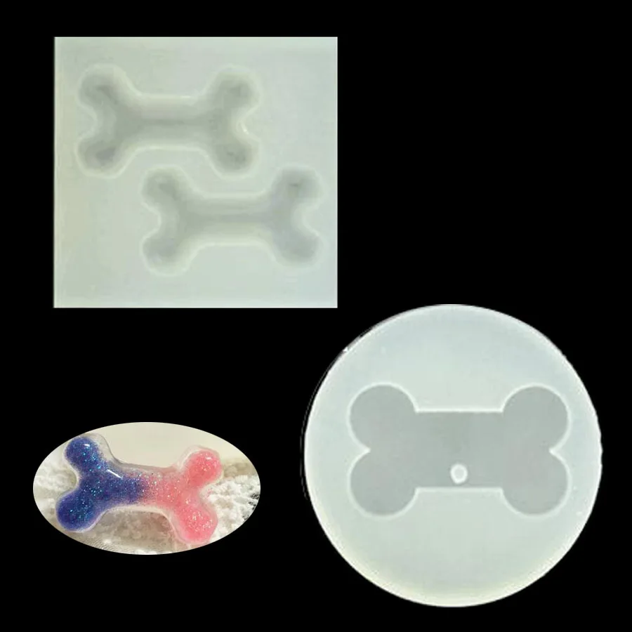 Popular1PC Bones Dog Tag Pendant DIY Silicone Mold Dried Flower Jewelry Accessories Tools Equipments Resin Molds