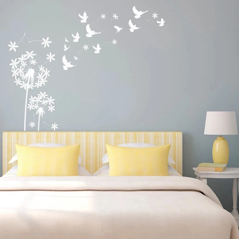 

Dandelion With Birds Wall Decal Flower Vinyl Stickers Nature Dandelion Blowing Wall Art Bedroom Nursery Decor Murals